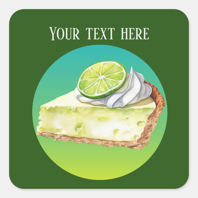 Cute key lime pie add message square sticker (Front)