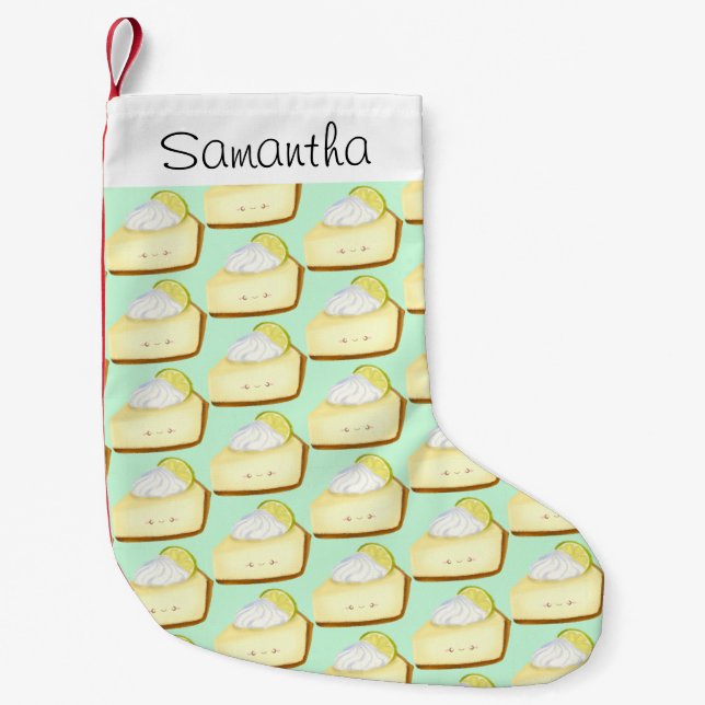 Cute Key Lime Pie Small Christmas Stocking (Front)