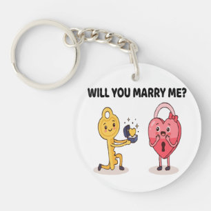Cute Key to My Heart Proposal Keychain