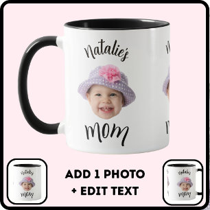Cute Kid Baby Face Photo Child Name Mom Mug