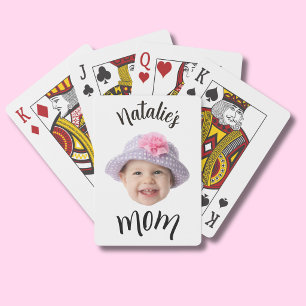Cute Kid Baby Face Photo Child Name Mom Playing Cards
