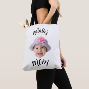  Cute Kid Baby Face Photo Child Name Mom  Tote Bag
