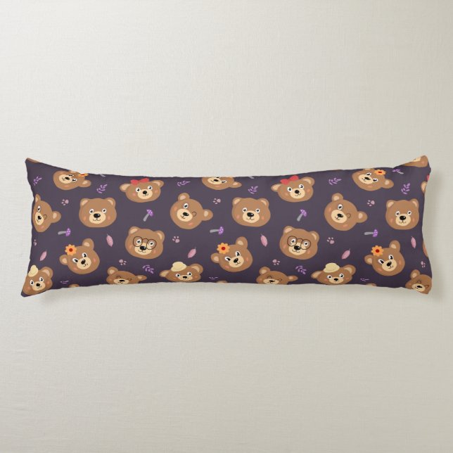 Cute Kid Mom Dad Baby Bear Bedding Body Pillow (Front)