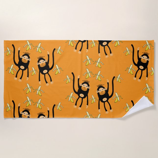 Cute Kid Monkey Beach Towel (Front)