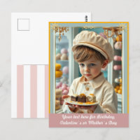 Cute kid with various handmade sweets custom