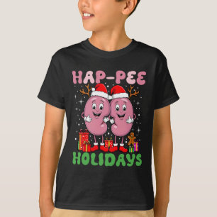 Cute Kidney Nurse Retro Hap Pee Holidays Christmas T-Shirt