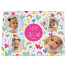 Cute Kids 2nd Birthday Rainbow Photo Hearts Pink
