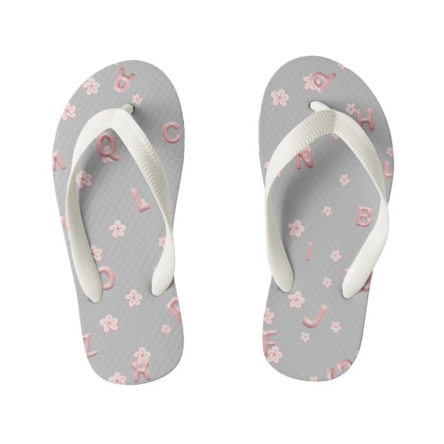 Cute kids ABC Alphabet flower Children school Kid's Flip Flops (Footbed)