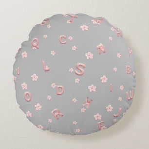 Cute kids ABC Alphabet flower Children school Round Pillow
