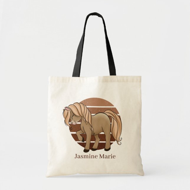 cute kids add name horse lovers Tote Bag (Front)