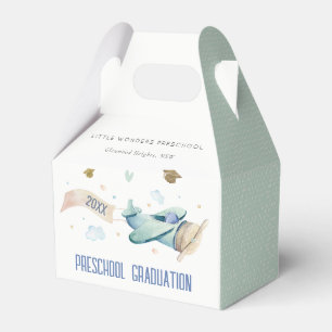 Cute Kids Airplane Sky Stars Preschool Graduation Favor Box
