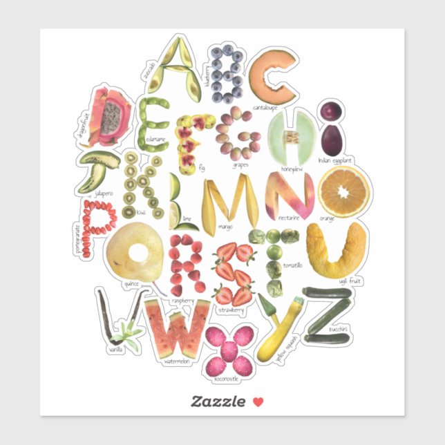 Cute kids alphabet with fruits - back to school  (Sheet)