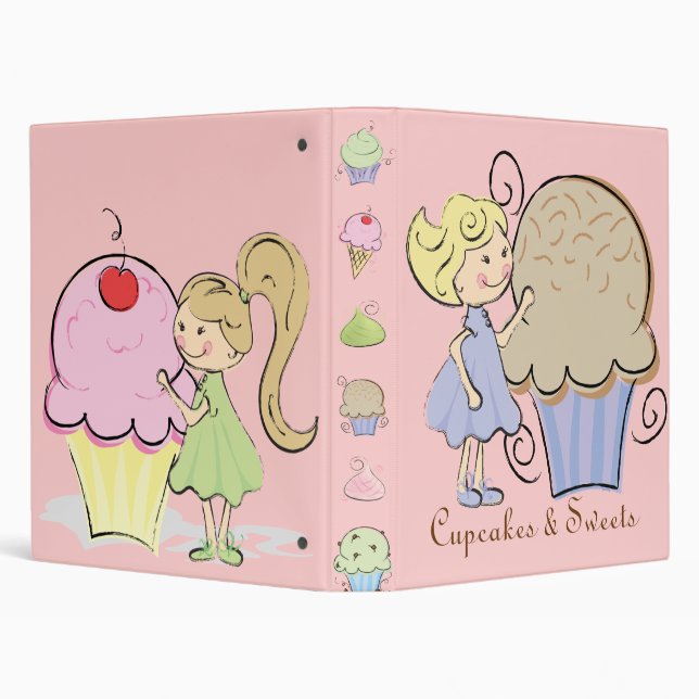 Cute Kids and Cupcakes Recipe Binder (Background)