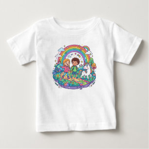 Cute Kids and Unicorn Rainbow Magical Adventure T- Baby T-Shirt