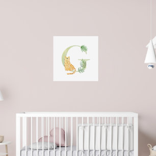 Cute Kids Animal LEOPARD Monogram G Nursery Poster