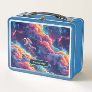 Cute Kids Astronaut Custom Metal Lunch Box