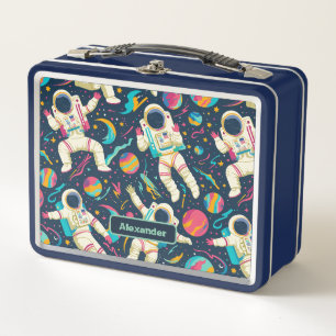 Cute Kids Astronaut Custom Metal Lunch Box