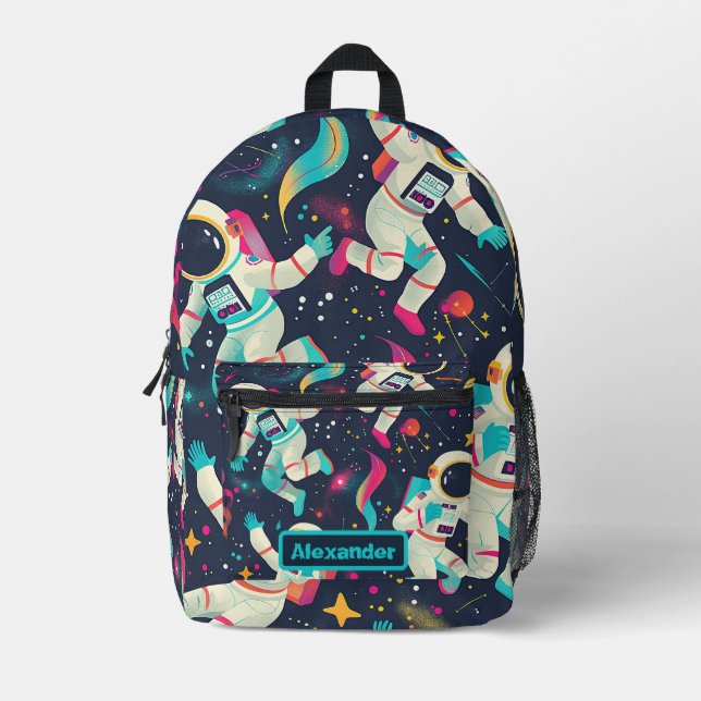 Cute Kids Astronaut Custom Printed Backpack (Front)