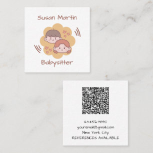 CUTE KIDS Babysitter QR Code Baby Square Business Card