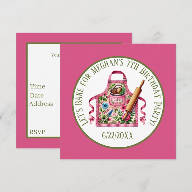 Cute kids baking Birthday party Invitation (Front/Back)