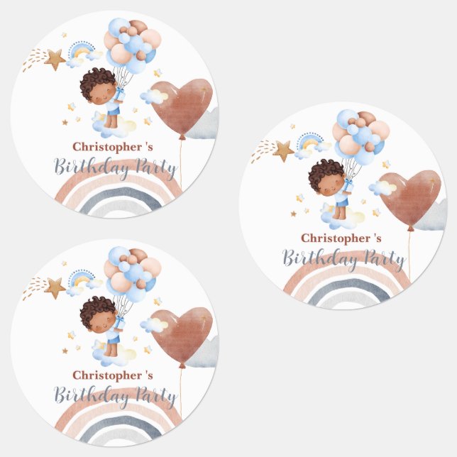 Cute kids Balloon African american boys Birthday (Group)