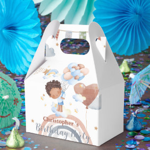Cute kids Balloon African american boys Birthday Favor Box