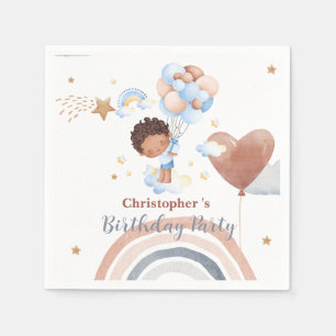 Cute kids Balloon African american boys Birthday Napkin