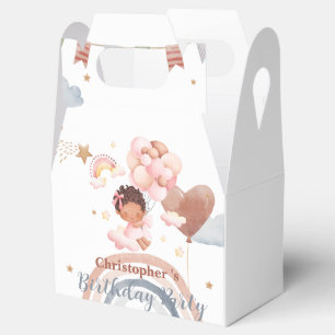 Cute kids Balloon African american girls Birthday Favor Box