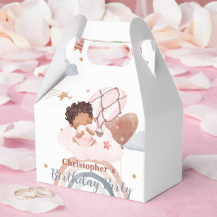 Cute kids Balloon African american girls Birthday Favor Box