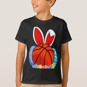 Cute kids basketball easter egg bunny t shirt