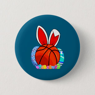 Cute kids basketball easter egg bunny t shirt  2 inch round button