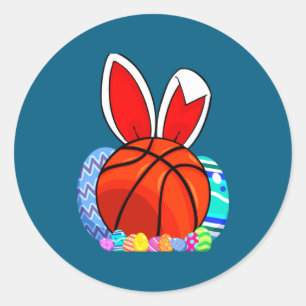 Cute kids basketball easter egg bunny t shirt  classic round sticker
