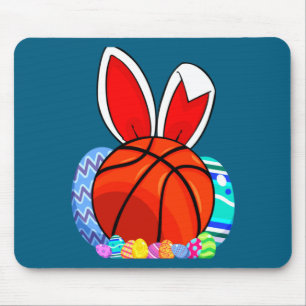 Cute kids basketball easter egg bunny t shirt mouse pad