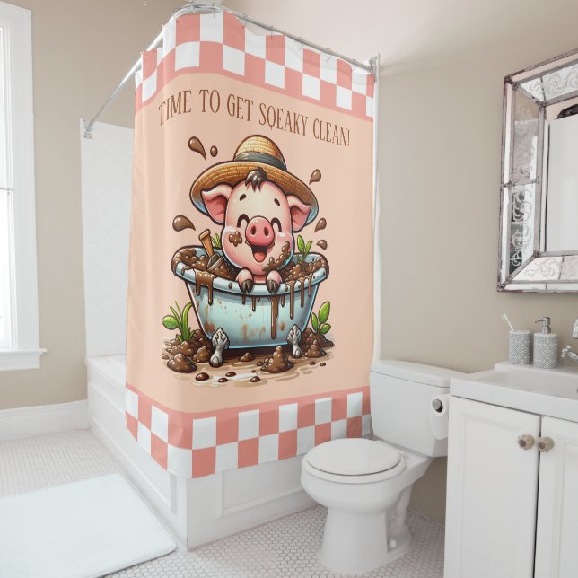 Cute kids bathroom pig add text  (In Situ)