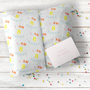 Cute Kids Birthday I Am Add Age Today White Wrapping Paper