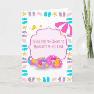 Cute kids birthday pool party thank you note