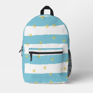 Cute Kid's Blue Stripes and Dots with Name Printed Backpack