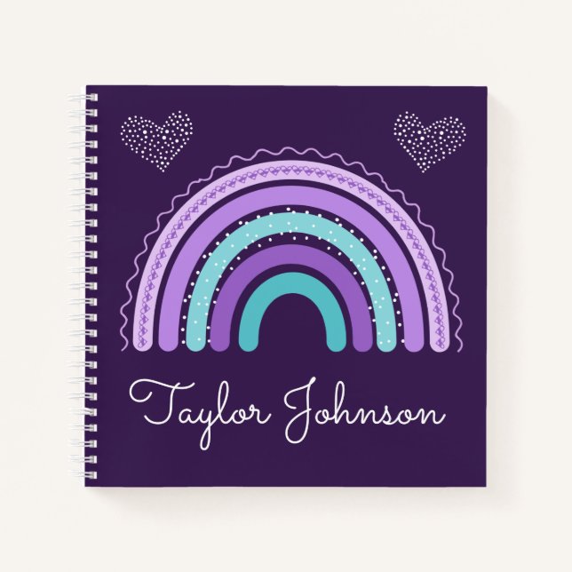 Cute Kids Boho arc en ciel sur Carnet violet (Devant)