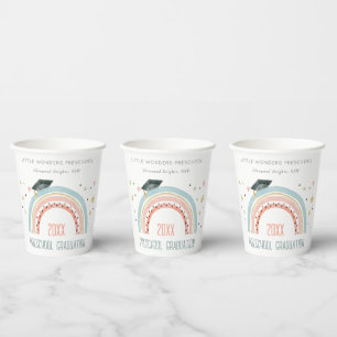 Cute Kids Boho Rainbow Stars Preschool Graduation Paper Cups