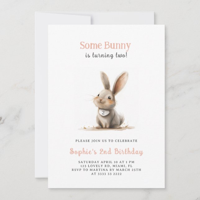 Cute Kids Bunny Birthday Party Invitation (Front)