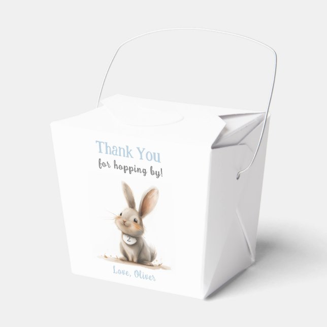 Cute Kids Bunny Birthday Thank You Favor Box (Front Side)