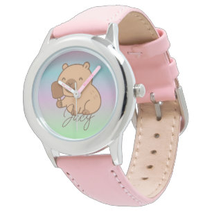 Cute Kids Capybara eating icecream Rainbow Watch