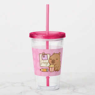 Cute Kids Capybara Popcorn Snack Time Acrylic Tumbler