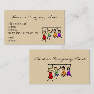 Cute Kids Cartoon Holding Speech Words Business Card