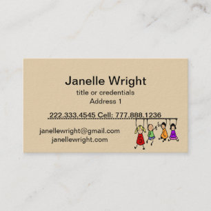 Cute Kids Cartoon Holding Speech Words Business Card
