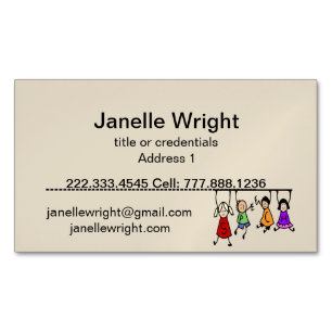 Cute Kids Cartoon Holding Speech Words  Magnetic Business Card