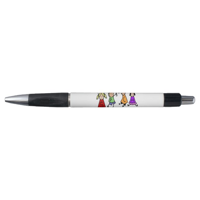 Cute Kids Cartoon Holding Speech Words Pen (Front)