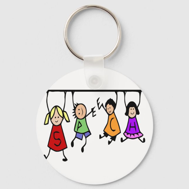 Cute Kids Cartoon Speech Therapist art Keychain (Front)