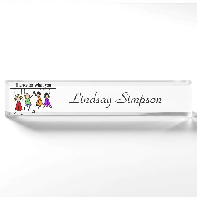 Cute Kids Cartoon Spelling Teach for Teachers Nameplate (Front)