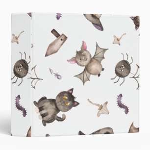 Cute Kids Cat Bat Spider Halloween Pattern Binder